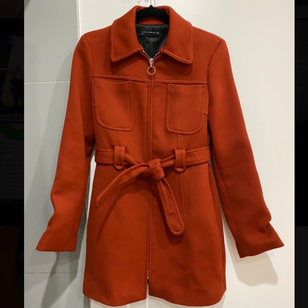 Zara beautiful orange red fall/winter jacket